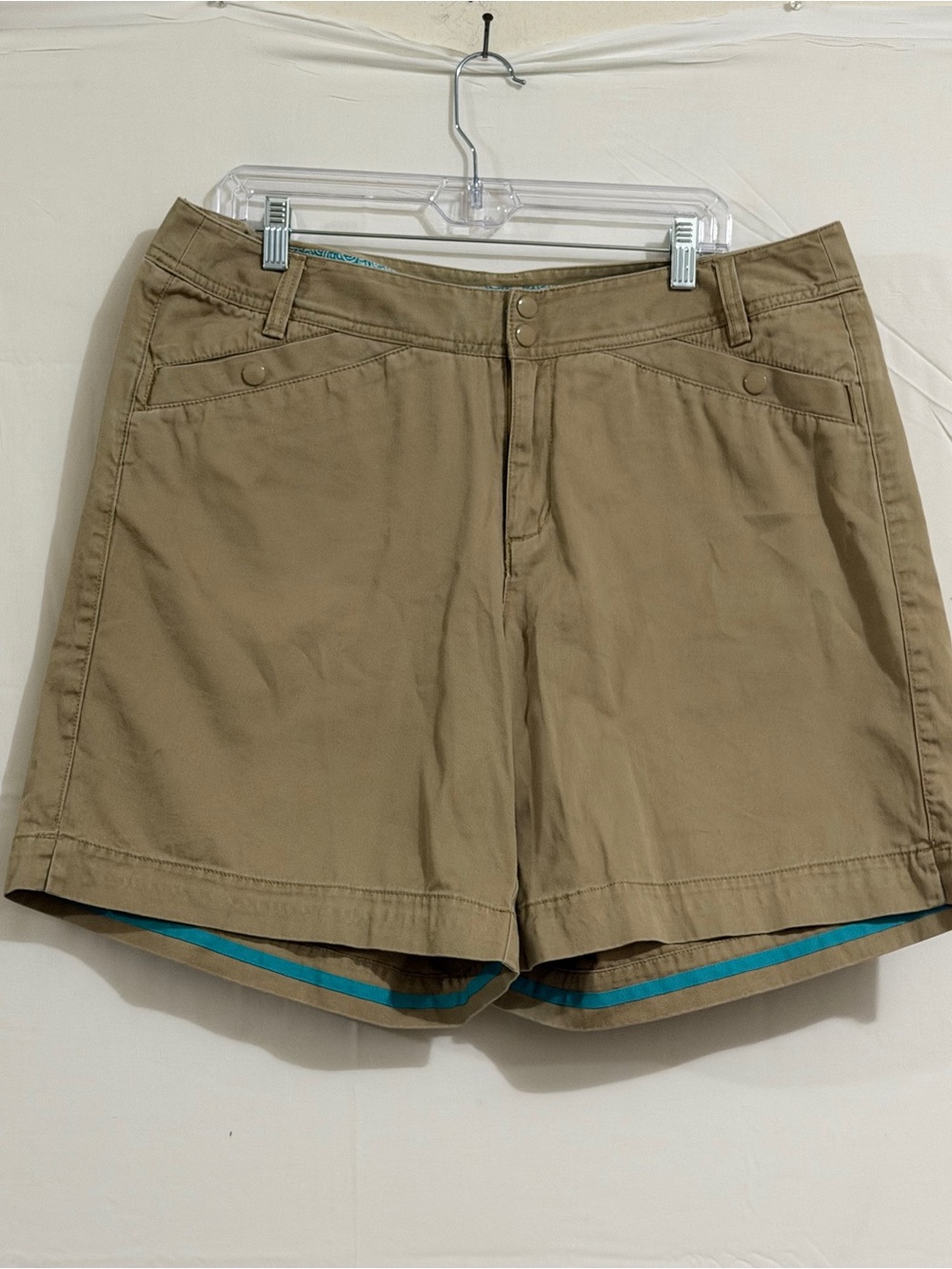 Venezia Tan Cotton Bermuda Shorts with Blue Trim